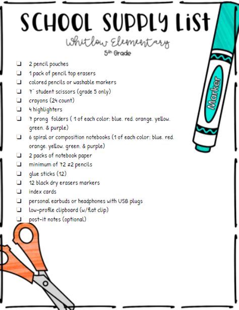 breitling elementary 5th grade supply list|Breitling Elementary School .